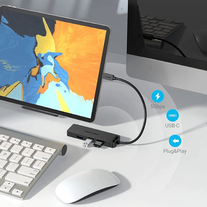 Vention TGKBB Hub USB Tipo C 4xUSB 1xMicroUSB PD 15cm